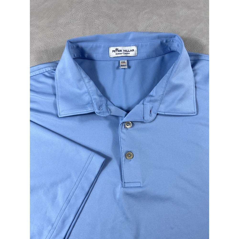 Peter Millar Summer Comfort Polo Size XXL Blue Golf Performance Button Up Shirt